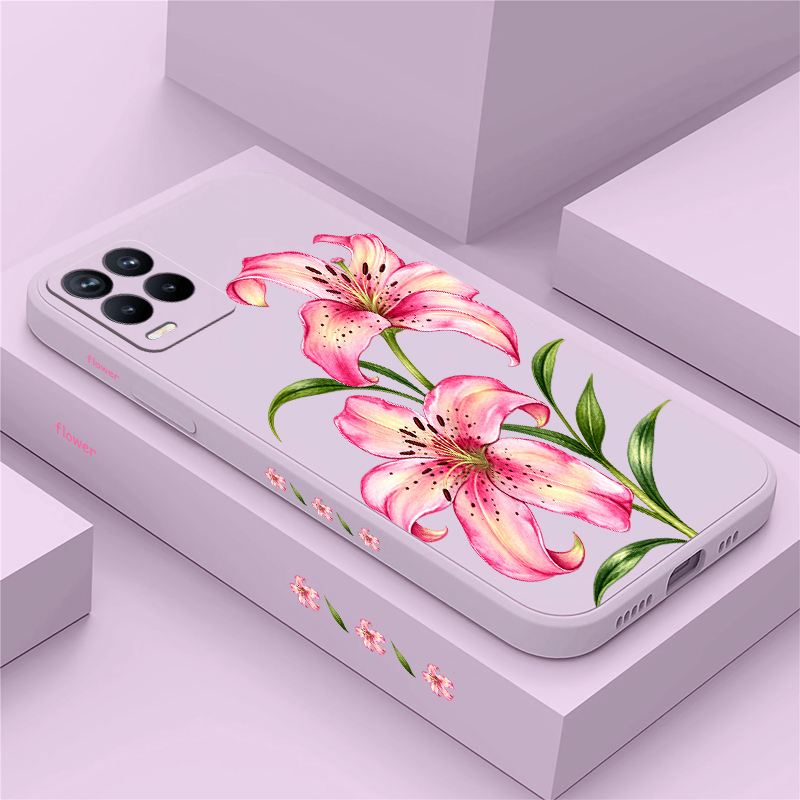 Realme Note 50 - Capa com estampa de flores cor-de-rosa